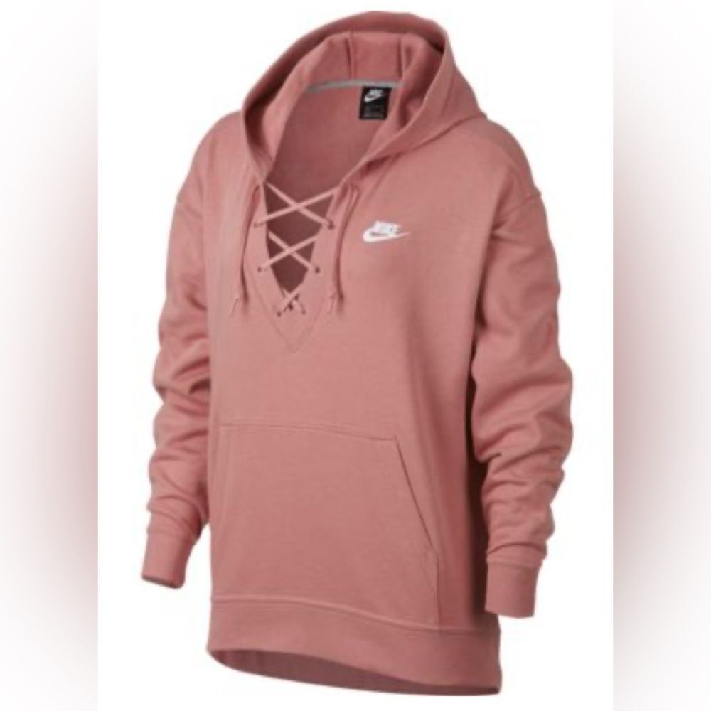 Nike Women's dusty pink Lace-Up Hoodie - Picture 2 of 9